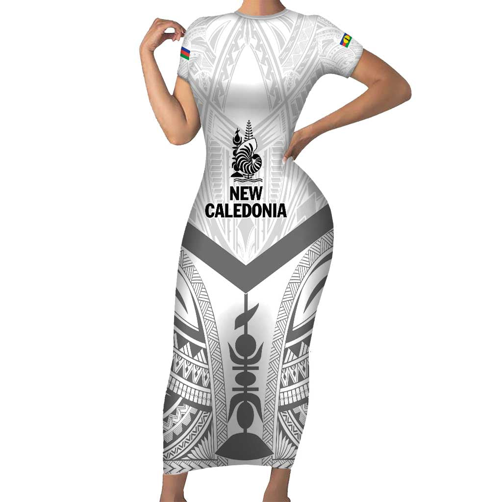 New Caledonia Football Custom Short Sleeve Bodycon Dress Go Champions Les Cagous LT9 Long Dress White - Polynesian Pride
