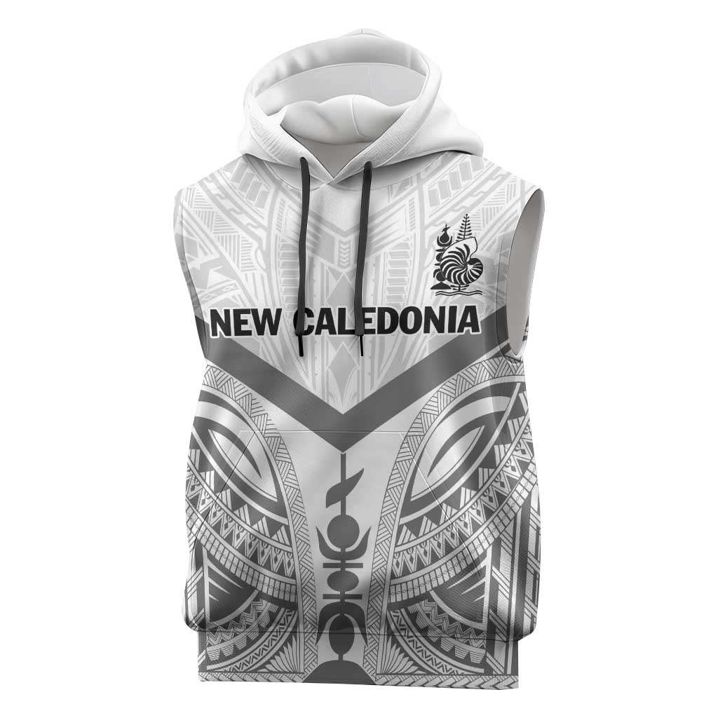 New Caledonia Football Custom Sleeveless Hoodie Go Champions Les Cagous LT9 White - Polynesian Pride