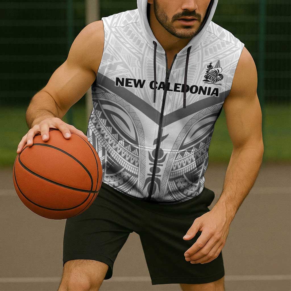 New Caledonia Football Custom Sleeveless Zip Hoodie Go Champions Les Cagous LT9 - Polynesian Pride
