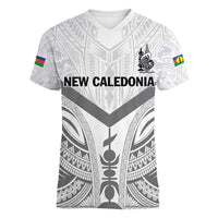 New Caledonia Football Custom Women V-Neck T-Shirt Go Champions Les Cagous LT9 Female White - Polynesian Pride