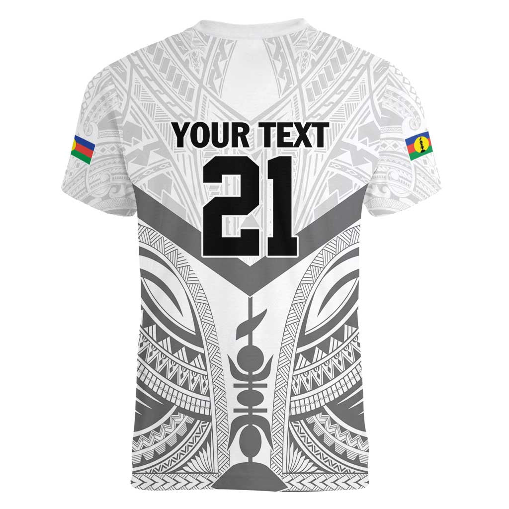 New Caledonia Football Custom Women V-Neck T-Shirt Go Champions Les Cagous LT9 - Polynesian Pride