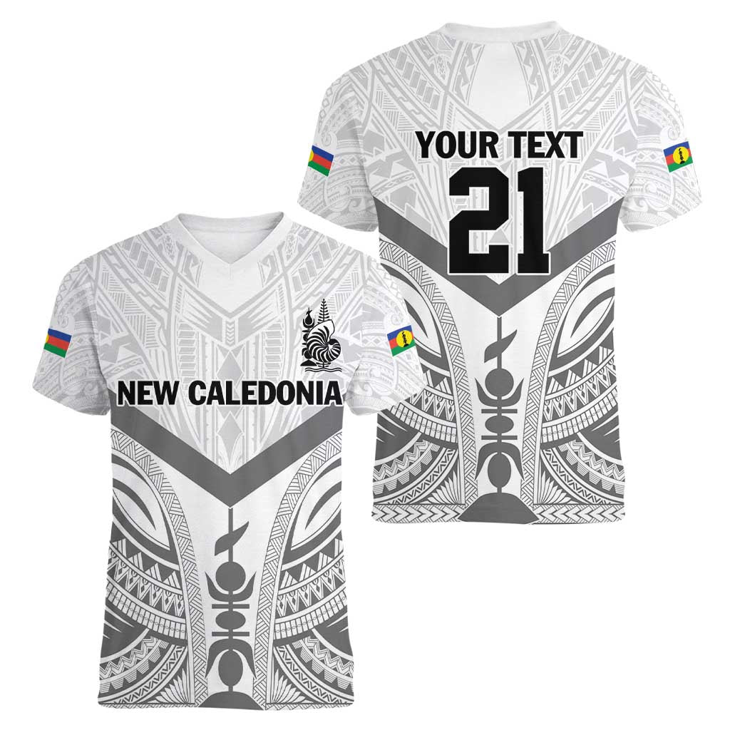 New Caledonia Football Custom Women V-Neck T-Shirt Go Champions Les Cagous LT9 - Polynesian Pride