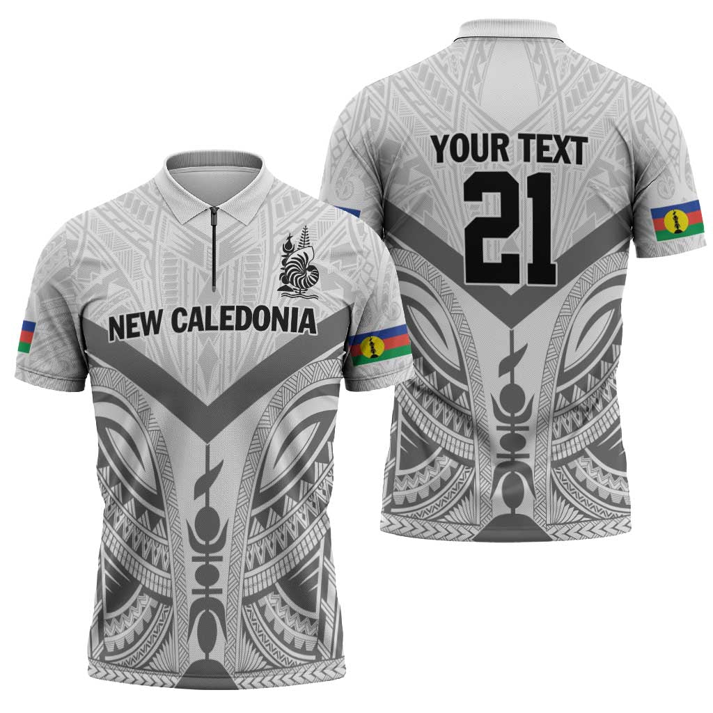 New Caledonia Football Custom Zipper Polo Shirt Go Champions Les Cagous LT9 - Polynesian Pride