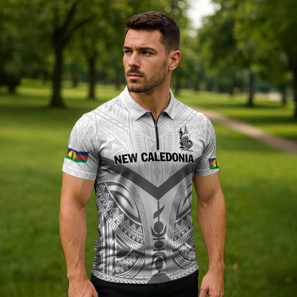 New Caledonia Football Custom Zipper Polo Shirt Go Champions Les Cagous LT9 - Polynesian Pride