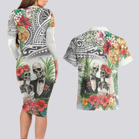Skeleton Love for Valentines Day Couples Matching Long Sleeve Bodycon Dress and Hawaiian Shirt Polynesian Tribal Love Forever LT9 - Polynesian Pride