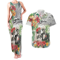 Skeleton Love for Valentines Day Couples Matching Tank Maxi Dress and Hawaiian Shirt Polynesian Tribal Love Forever LT9 White - Polynesian Pride