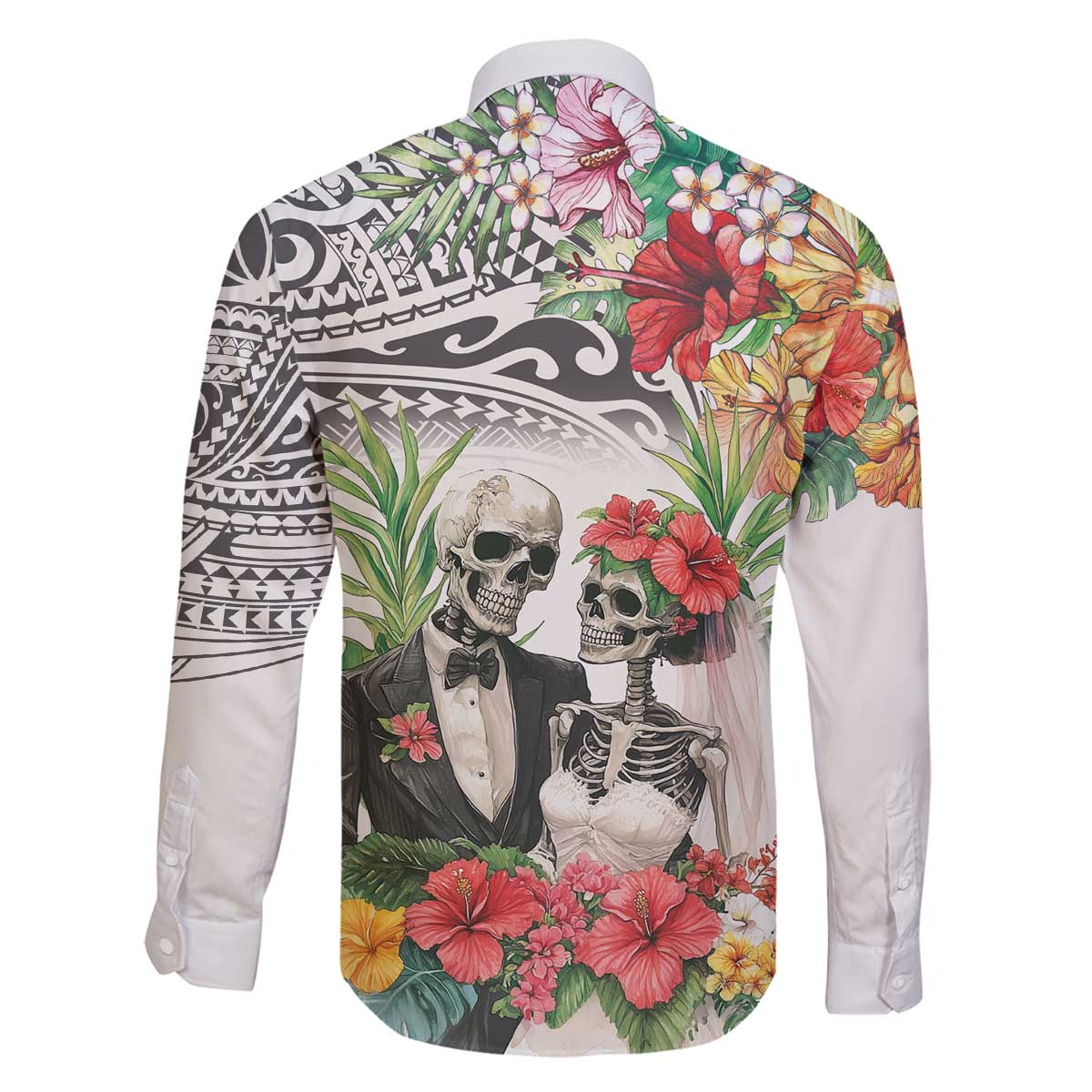 Skeleton Love for Valentines Day Family Matching Off The Shoulder Long Sleeve Dress and Hawaiian Shirt Polynesian Tribal Love Forever LT9 - Polynesian Pride