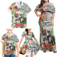Skeleton Love for Valentines Day Family Matching Off Shoulder Maxi Dress and Hawaiian Shirt Polynesian Tribal Love Forever LT9 - Polynesian Pride