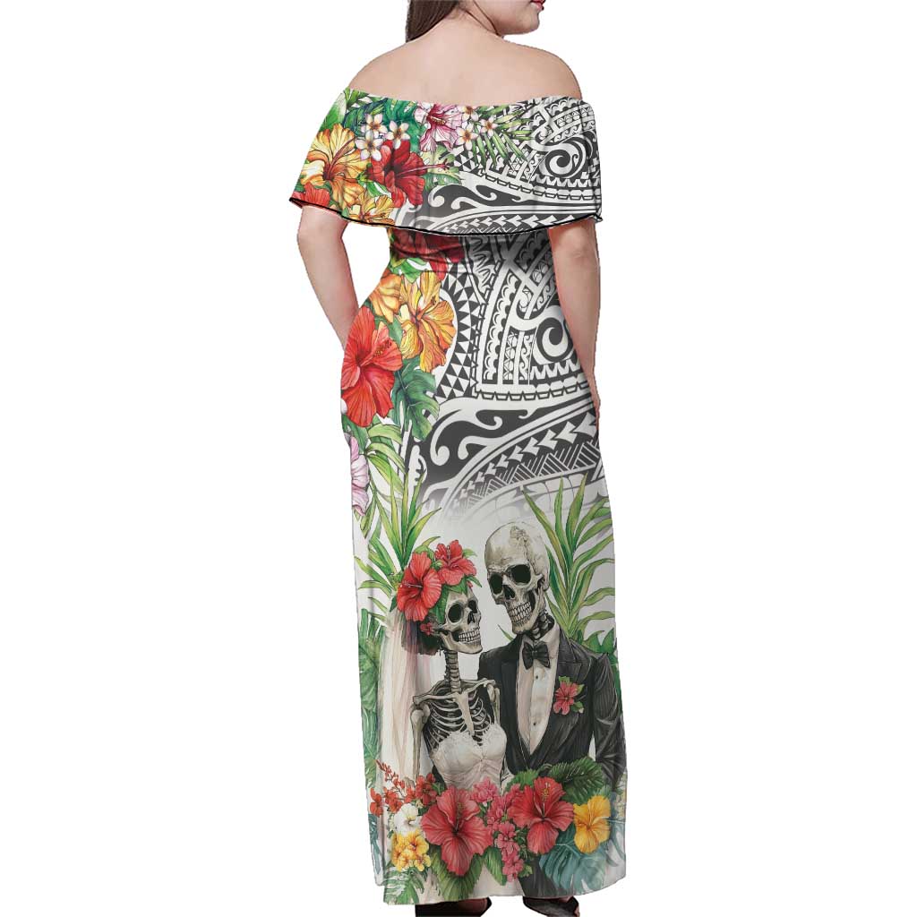 Skeleton Love for Valentines Day Family Matching Off Shoulder Maxi Dress and Hawaiian Shirt Polynesian Tribal Love Forever LT9 - Polynesian Pride