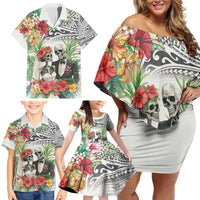 Skeleton Love for Valentines Day Family Matching Off Shoulder Short Dress and Hawaiian Shirt Polynesian Tribal Love Forever LT9 - Polynesian Pride