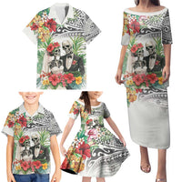 Skeleton Love for Valentines Day Family Matching Puletasi and Hawaiian Shirt Polynesian Tribal Love Forever LT9 - Polynesian Pride