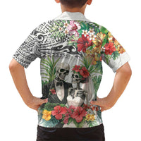 Skeleton Love for Valentines Day Family Matching Short Sleeve Bodycon Dress and Hawaiian Shirt Polynesian Tribal Love Forever LT9 - Polynesian Pride