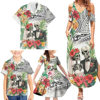 Skeleton Love for Valentines Day Family Matching Summer Maxi Dress and Hawaiian Shirt Polynesian Tribal Love Forever LT9 - Polynesian Pride