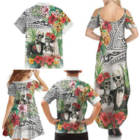 Skeleton Love for Valentines Day Family Matching Summer Maxi Dress and Hawaiian Shirt Polynesian Tribal Love Forever LT9 - Polynesian Pride