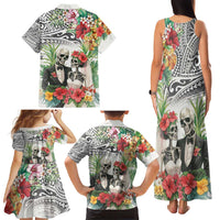 Skeleton Love for Valentines Day Family Matching Tank Maxi Dress and Hawaiian Shirt Polynesian Tribal Love Forever LT9 - Polynesian Pride