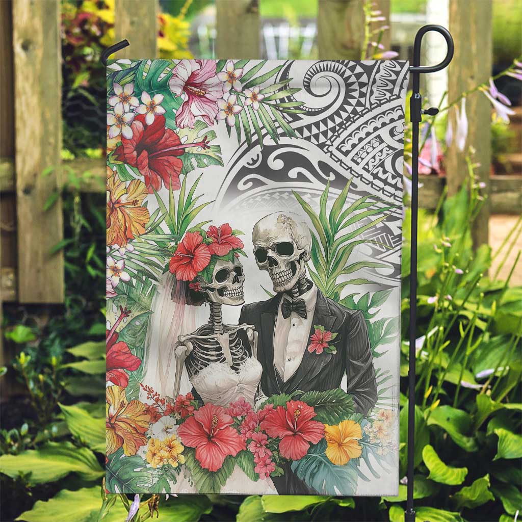 Skeleton Love for Valentines Day Garden Flag Polynesian Tribal Love Forever LT9 Garden Flag White - Polynesian Pride