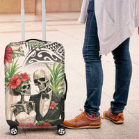 Skeleton Love for Valentines Day Luggage Cover Polynesian Tribal Love Forever LT9 White - Polynesian Pride
