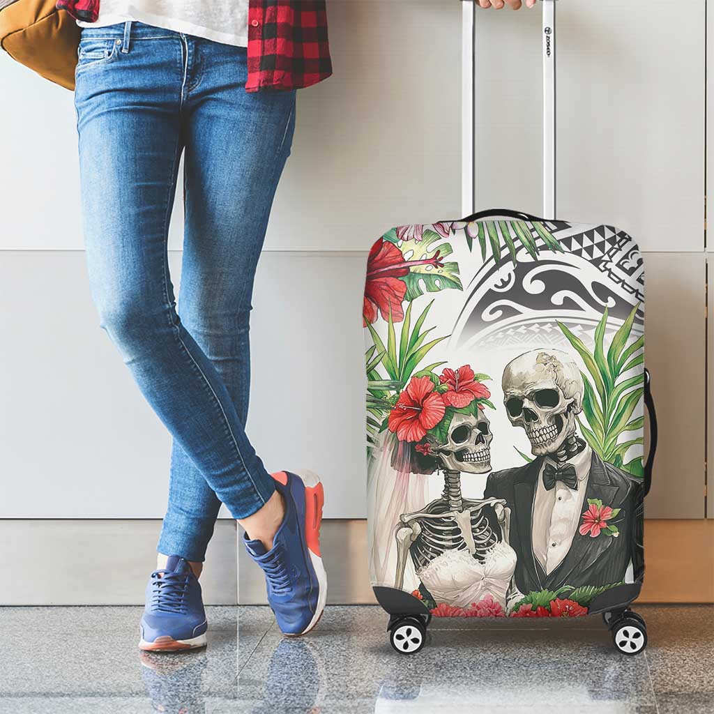 Skeleton Love for Valentines Day Luggage Cover Polynesian Tribal Love Forever LT9 - Polynesian Pride