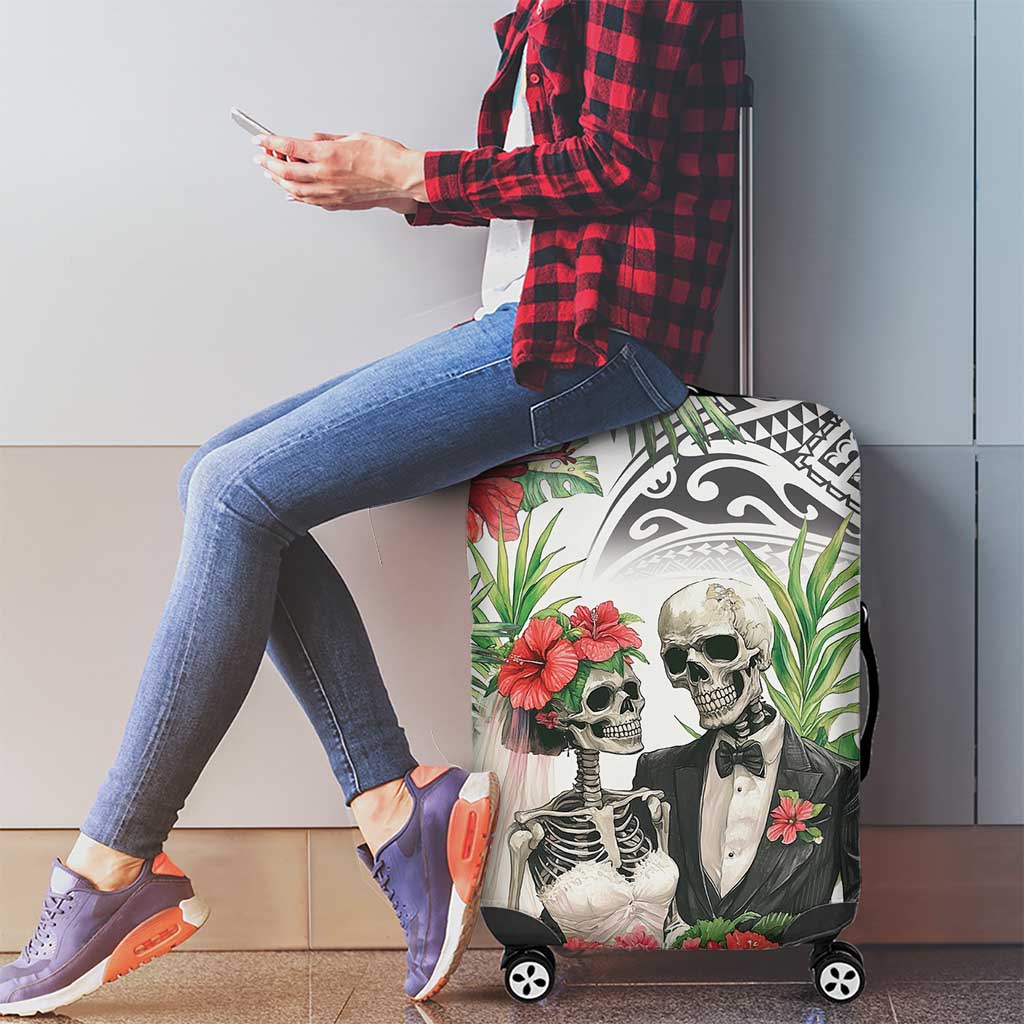 Skeleton Love for Valentines Day Luggage Cover Polynesian Tribal Love Forever LT9 - Polynesian Pride