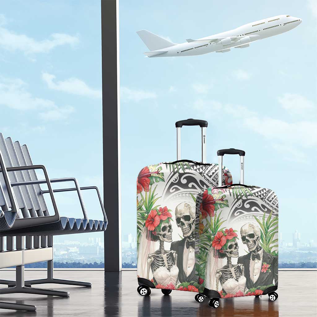 Skeleton Love for Valentines Day Luggage Cover Polynesian Tribal Love Forever LT9 - Polynesian Pride
