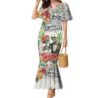 Skeleton Love for Valentines Day Mermaid Dress Polynesian Tribal Love Forever LT9 Women White - Polynesian Pride