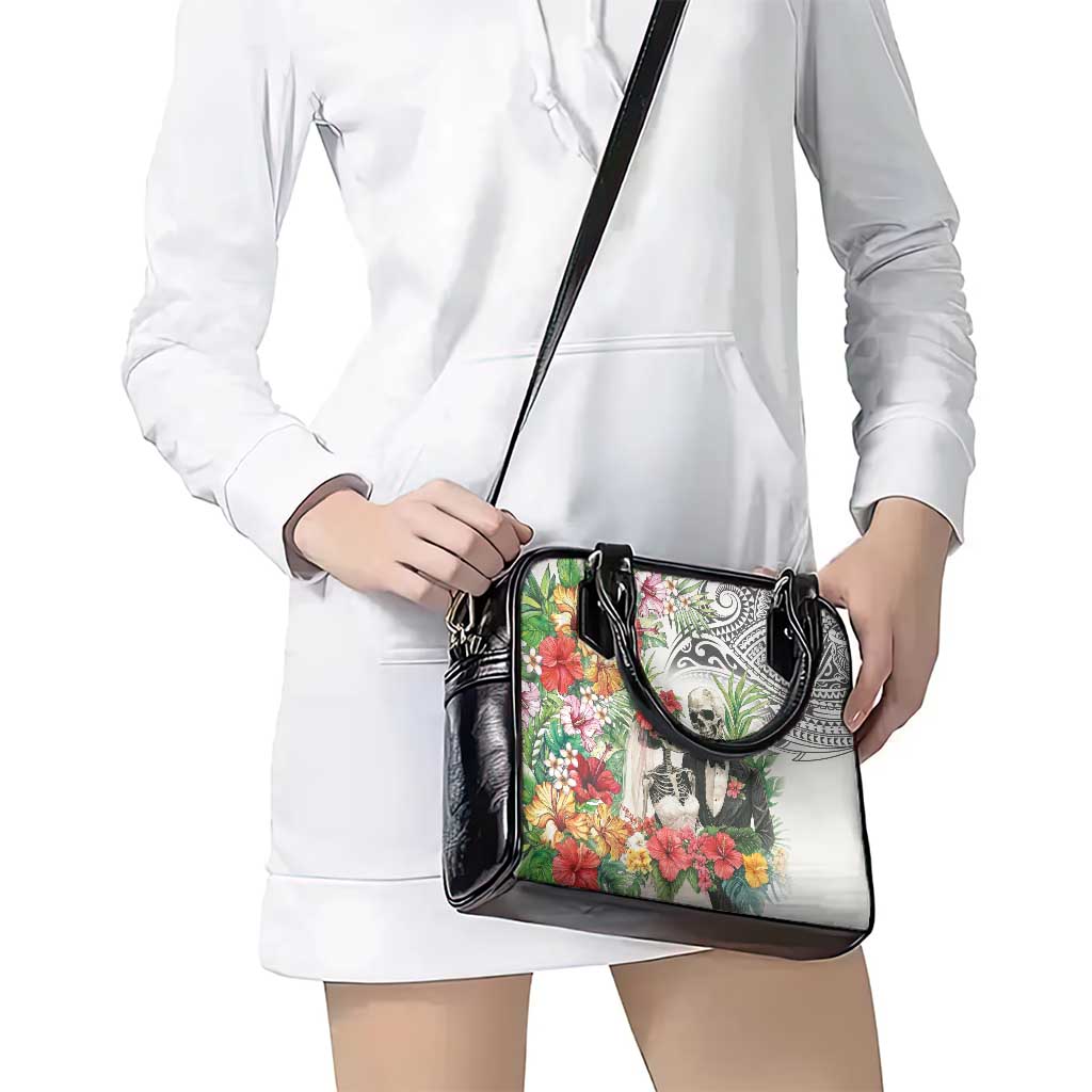 Skeleton Love for Valentine’s Day Shoulder Handbag Polynesian Tribal Love Forever