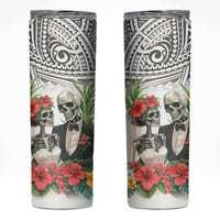 Skeleton Love for Valentines Day Skinny Tumbler Polynesian Tribal Love Forever LT9 White - Polynesian Pride