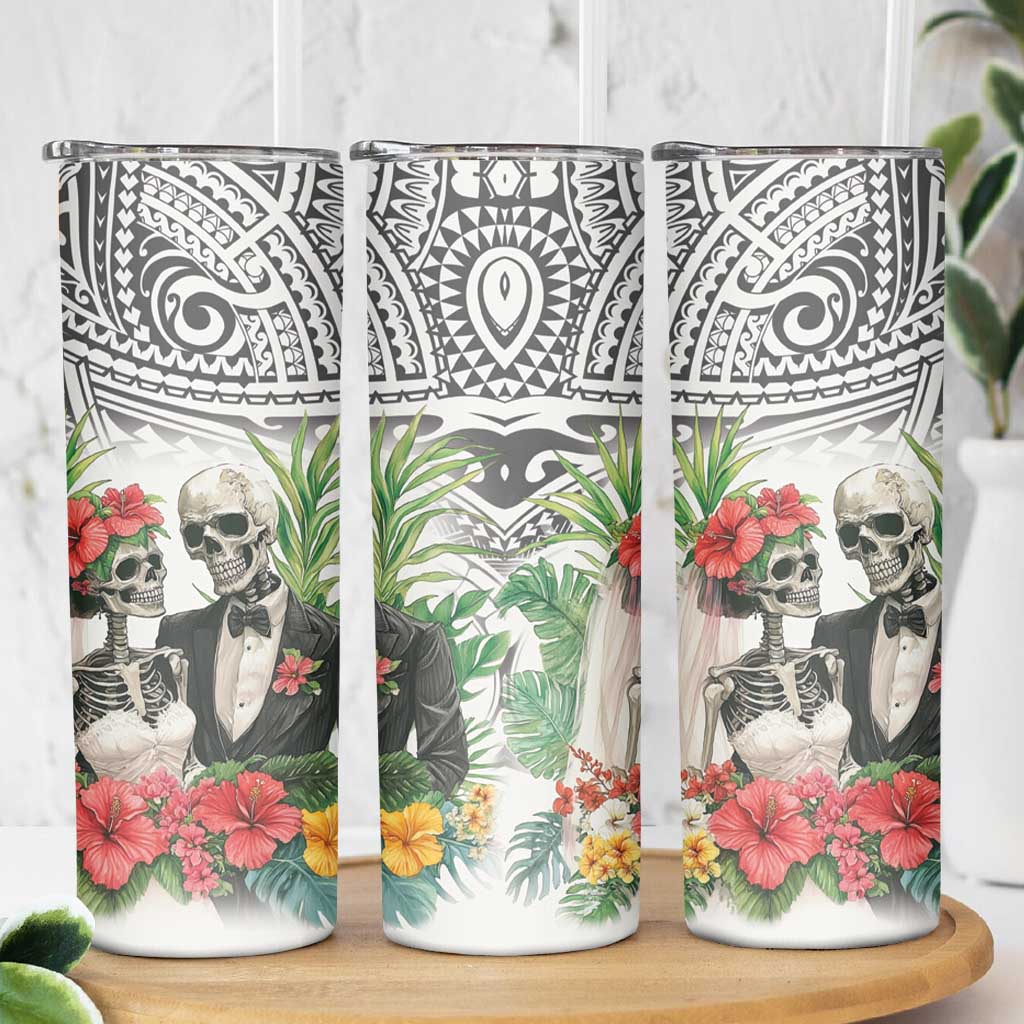Skeleton Love for Valentines Day Skinny Tumbler Polynesian Tribal Love Forever LT9 - Polynesian Pride