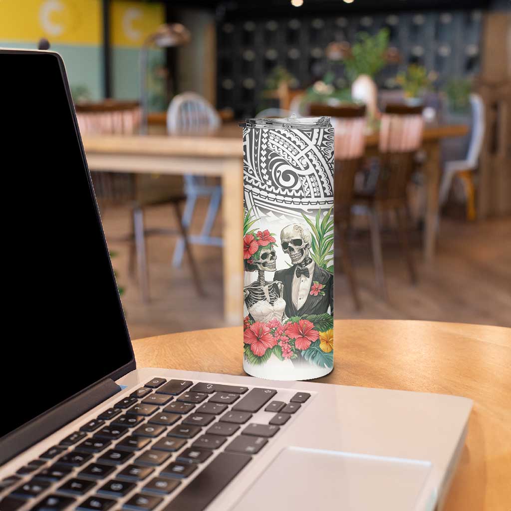 Skeleton Love for Valentines Day Skinny Tumbler Polynesian Tribal Love Forever LT9 - Polynesian Pride