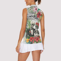 Skeleton Love for Valentines Day Women Sleeveless Polo Shirt Polynesian Tribal Love Forever LT9 - Polynesian Pride