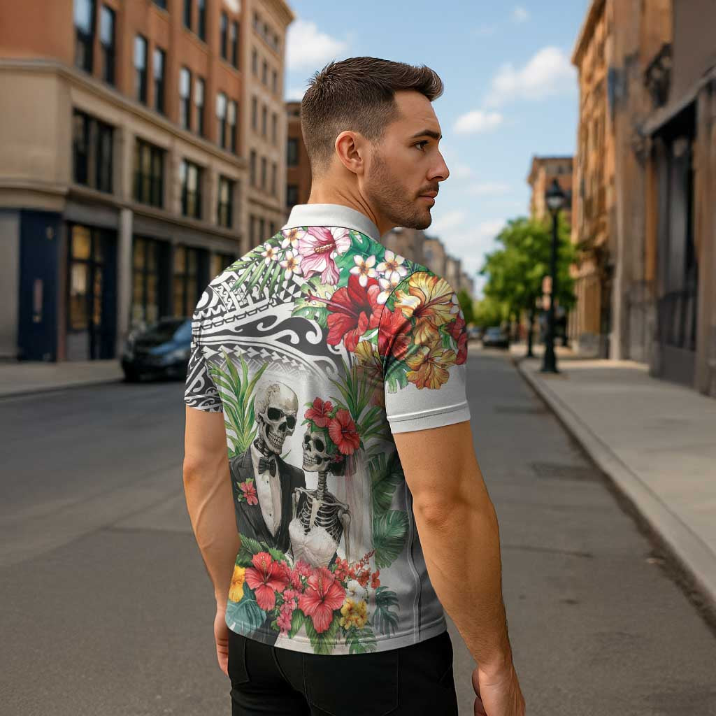 Skeleton Love for Valentine’s Day Zipper Polo Shirt Polynesian Tribal Love Forever - Polynesian Pride