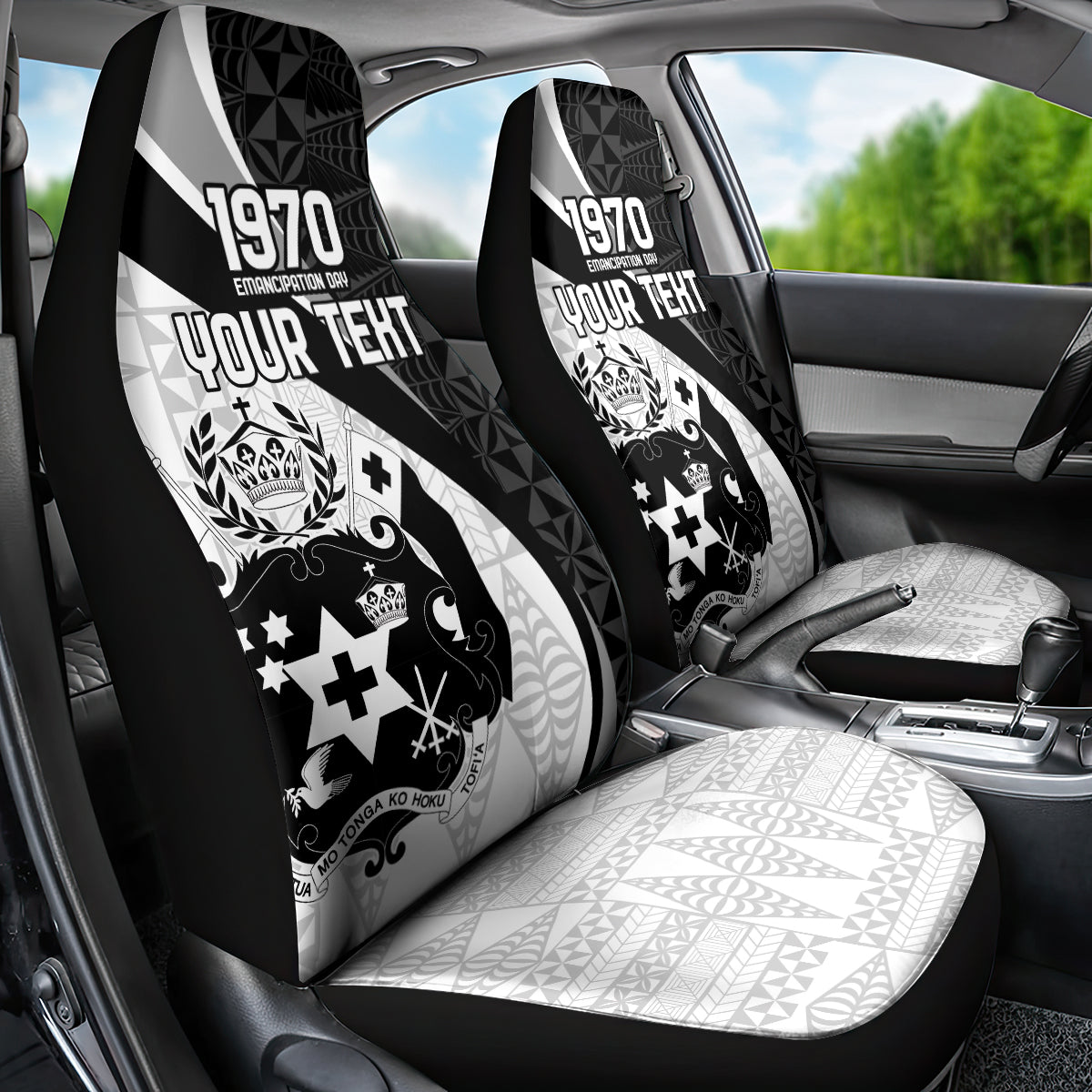 Personalised Tonga Emancipation Day Car Seat Cover Since 1970 Ngatu Tribal Pattern LT9 - Polynesian Pride