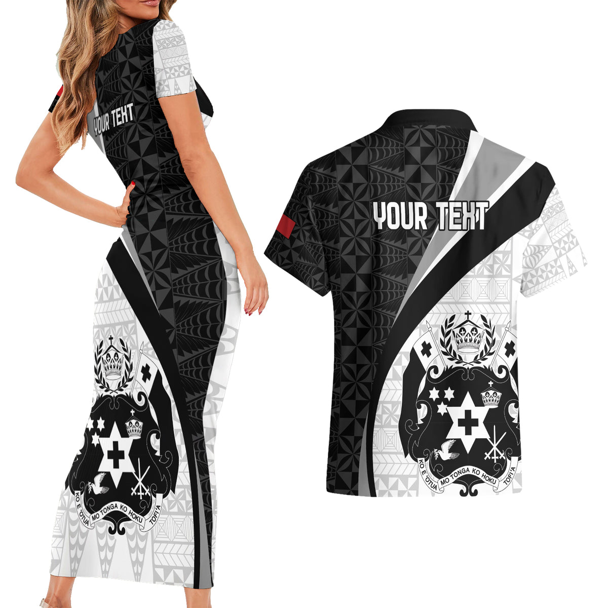 Personalised Tonga Emancipation Day Couples Matching Short Sleeve Bodycon Dress and Hawaiian Shirt Since 1970 Ngatu Tribal Pattern LT9 - Polynesian Pride