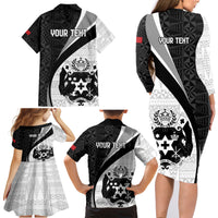 Personalised Tonga Emancipation Day Family Matching Long Sleeve Bodycon Dress and Hawaiian Shirt Since 1970 Ngatu Tribal Pattern LT9 - Polynesian Pride