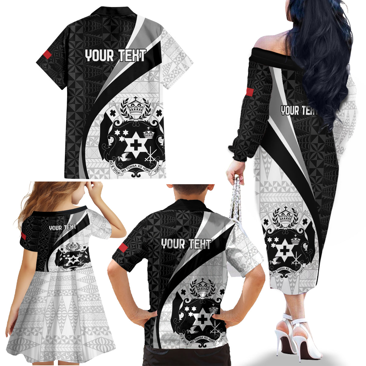Personalised Tonga Emancipation Day Family Matching Off The Shoulder Long Sleeve Dress and Hawaiian Shirt Since 1970 Ngatu Tribal Pattern LT9 - Polynesian Pride
