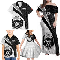 Personalised Tonga Emancipation Day Family Matching Off Shoulder Maxi Dress and Hawaiian Shirt Since 1970 Ngatu Tribal Pattern LT9 - Polynesian Pride