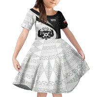 Personalised Tonga Emancipation Day Family Matching Short Sleeve Bodycon Dress and Hawaiian Shirt Since 1970 Ngatu Tribal Pattern LT9 Daughter's Dress Black - Polynesian Pride