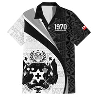 Personalised Tonga Emancipation Day Family Matching Summer Maxi Dress and Hawaiian Shirt Since 1970 Ngatu Tribal Pattern LT9 Dad's Shirt - Short Sleeve Black - Polynesian Pride