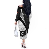 Personalised Tonga Emancipation Day Off The Shoulder Long Sleeve Dress Since 1970 Ngatu Tribal Pattern LT9 - Polynesian Pride