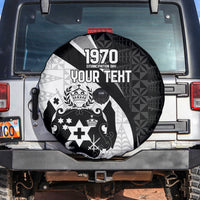 Personalised Tonga Emancipation Day Spare Tire Cover Since 1970 Ngatu Tribal Pattern LT9 Black - Polynesian Pride