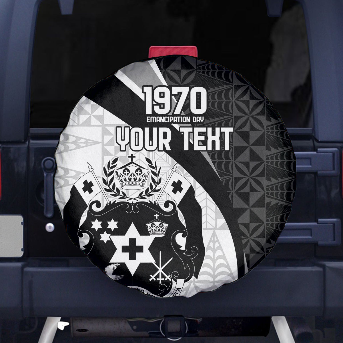 Personalised Tonga Emancipation Day Spare Tire Cover Since 1970 Ngatu Tribal Pattern LT9 - Polynesian Pride