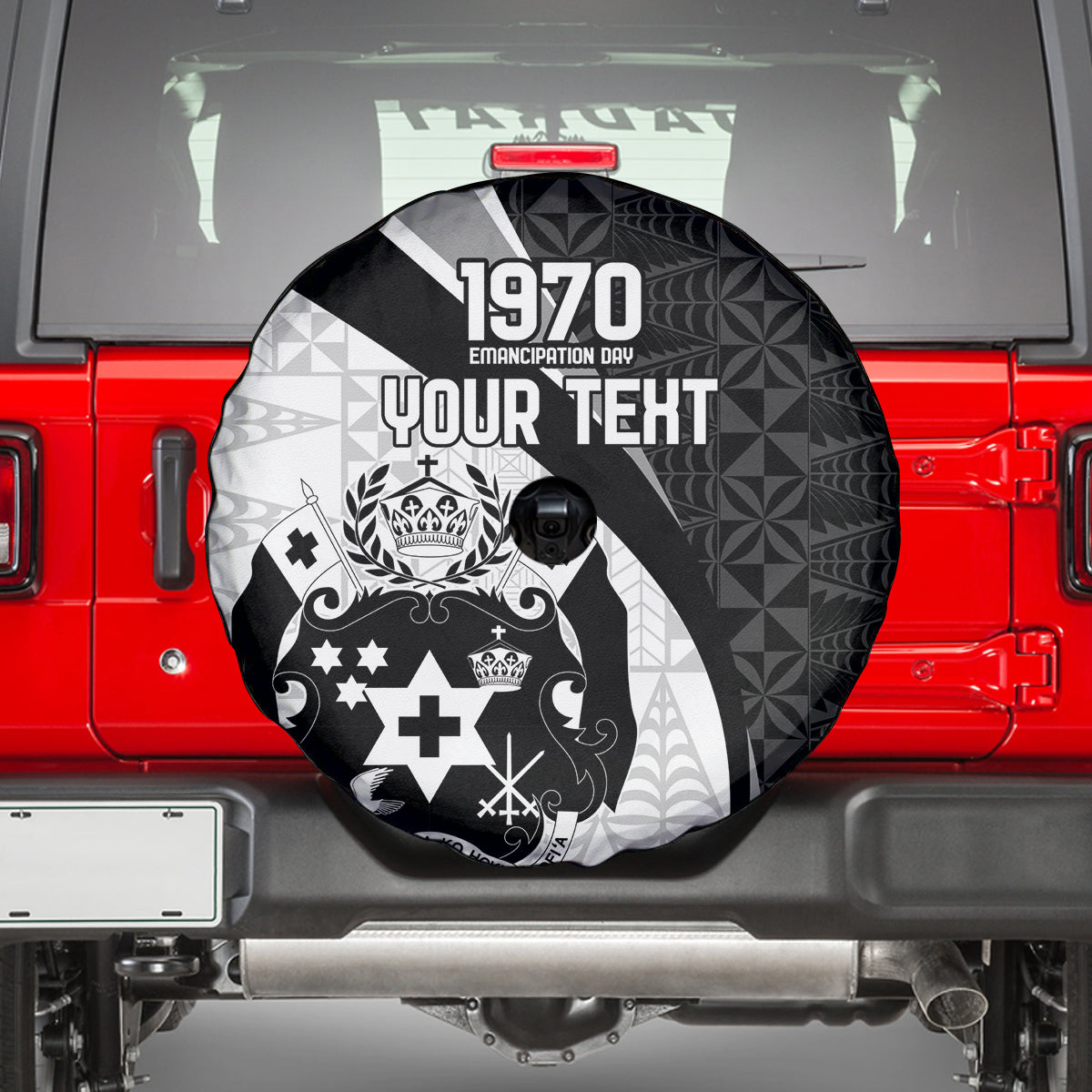 Personalised Tonga Emancipation Day Spare Tire Cover Since 1970 Ngatu Tribal Pattern LT9 - Polynesian Pride