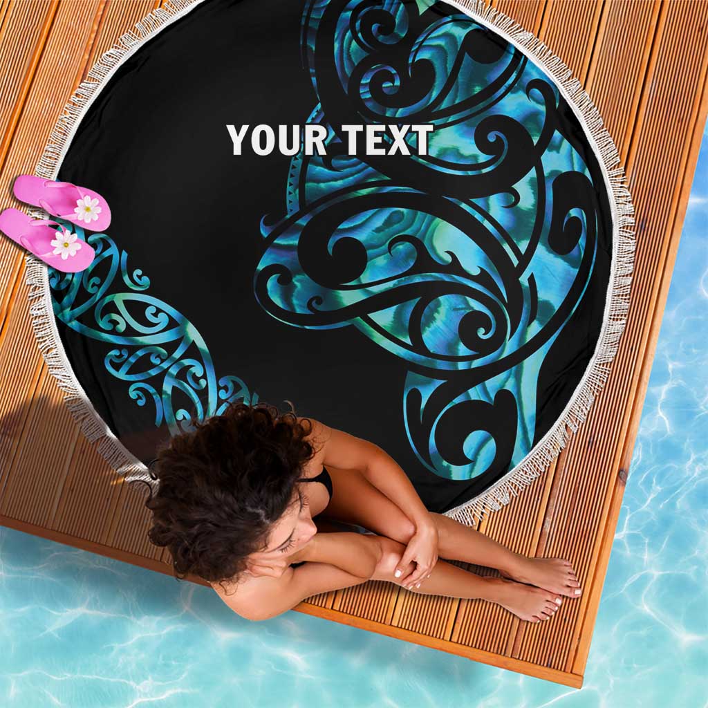 All Black Maori Tribal Tattoo Personalised Beach Blanket Polynesian Style