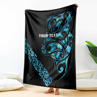 All Black Maori Tribal Tattoo Personalised Blanket Polynesian Style