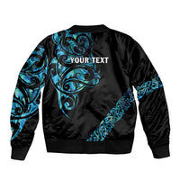 All Black Maori Tribal Tattoo Personalised Bomber Jacket Polynesian Style