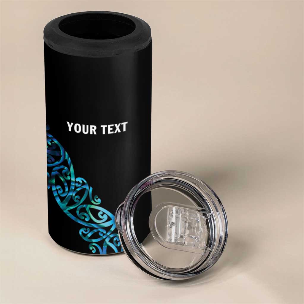 All Black Maori Tribal Tattoo Personalised 4 in 1 Can Cooler Tumbler Polynesian Style
