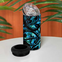 All Black Maori Tribal Tattoo Personalised 4 in 1 Can Cooler Tumbler Polynesian Style