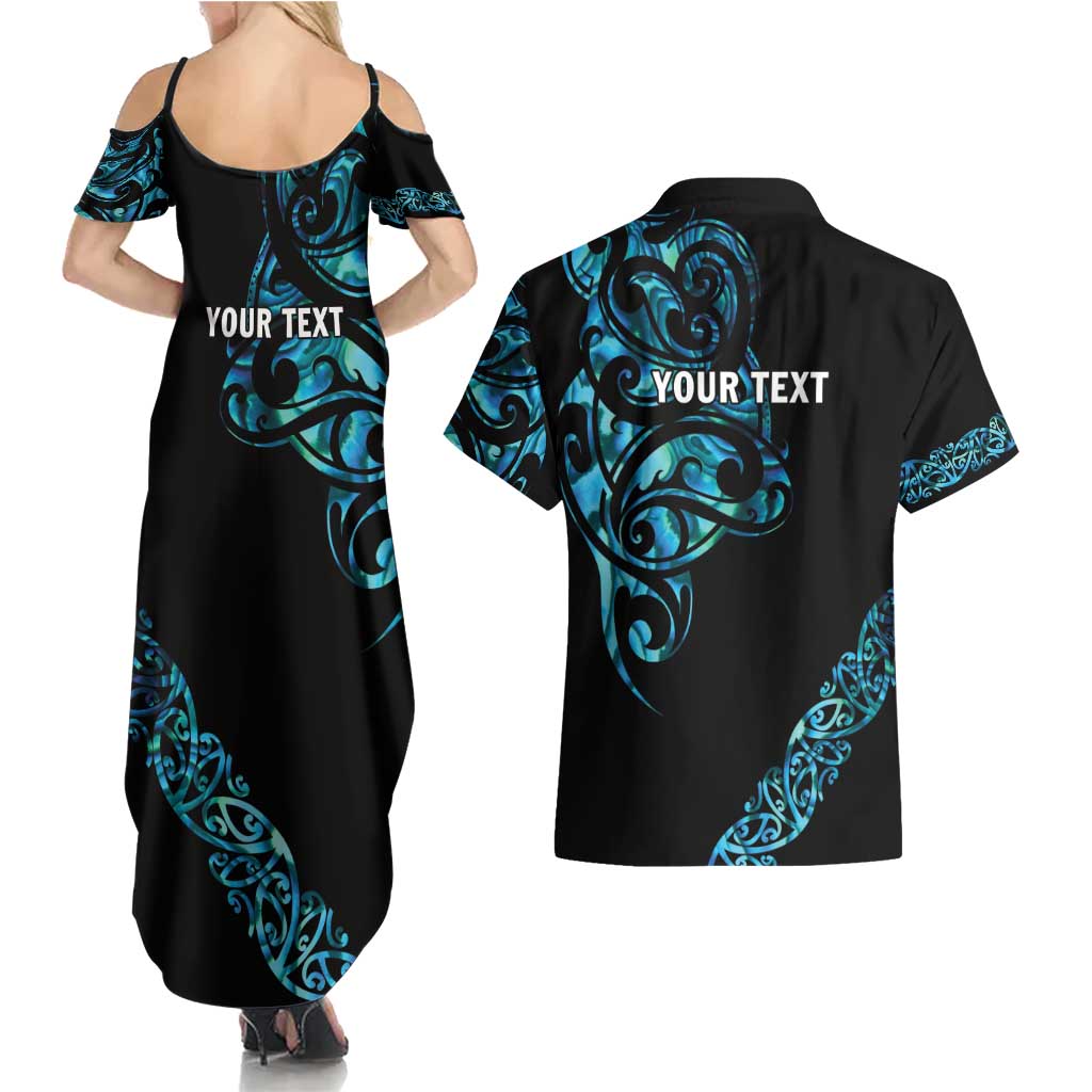 All Black Maori Tribal Tattoo Personalised Couples Matching Summer Maxi Dress and Hawaiian Shirt Polynesian Style LT9 - Polynesian Pride