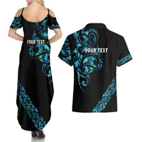 All Black Maori Tribal Tattoo Personalised Couples Matching Summer Maxi Dress and Hawaiian Shirt Polynesian Style LT9 - Polynesian Pride