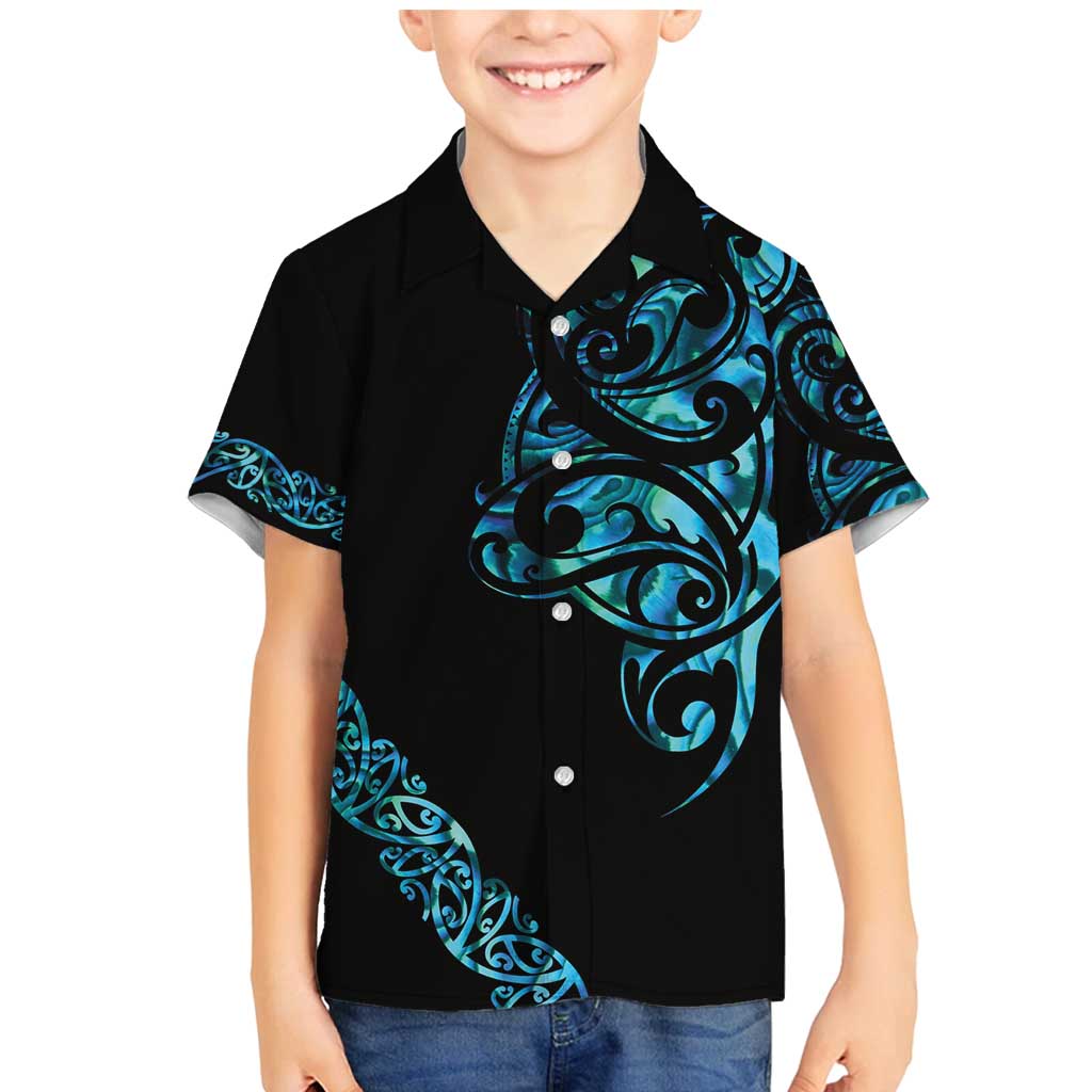 All Black Maori Tribal Tattoo Personalised Family Matching Mermaid Dress and Hawaiian Shirt Polynesian Style LT9 Son's Shirt Black - Polynesian Pride